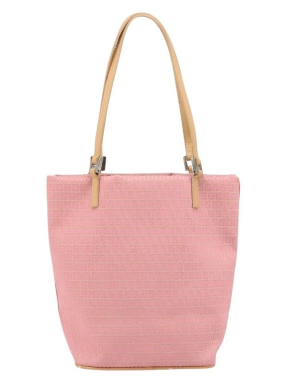 FENDI Zucchino Canvas Tote Bag Pink Silver - Picture 3 of 16